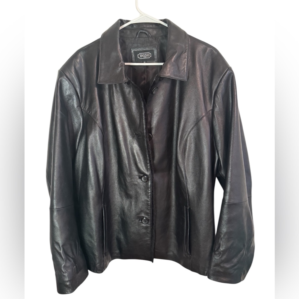 Bgsd Women's Classic Black Leather Jacket Size 3x Lamb Leather